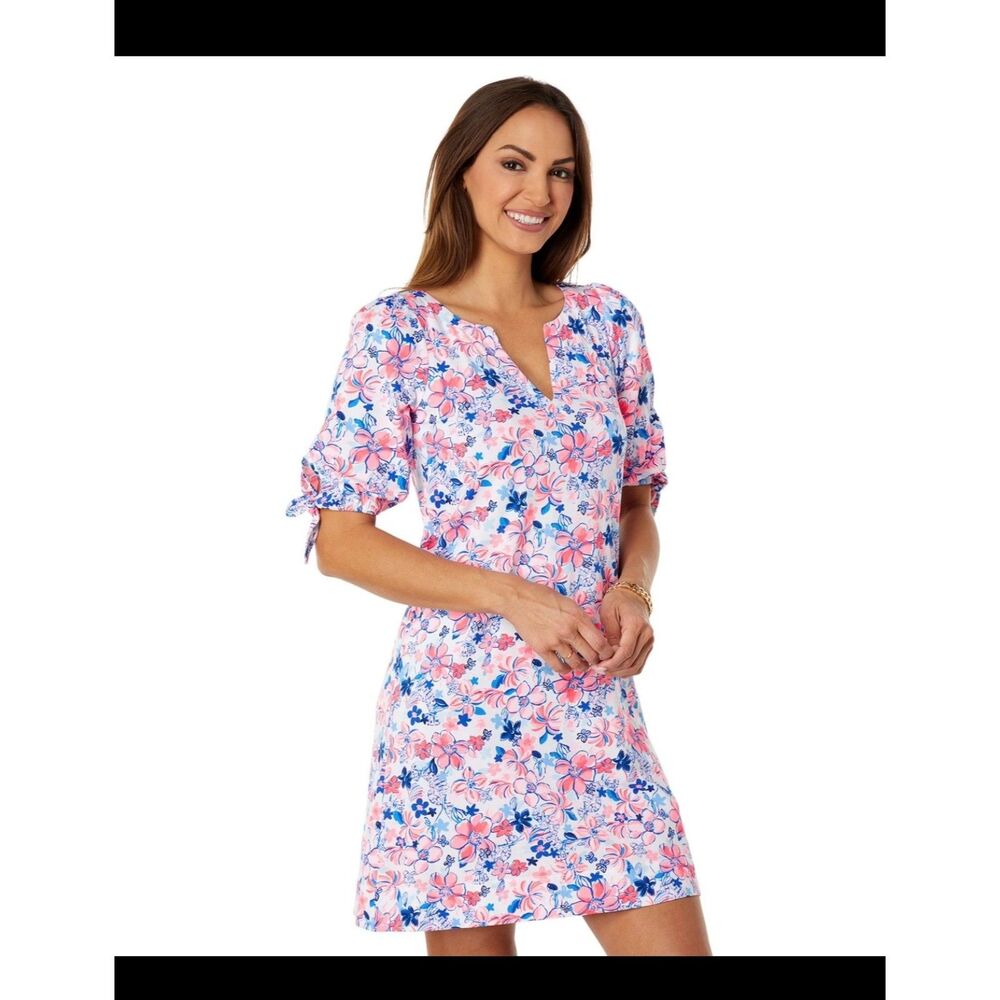 Lilly Pulitzer Easley Shift Dress Small Part Like a Lobster V-Neck Pink